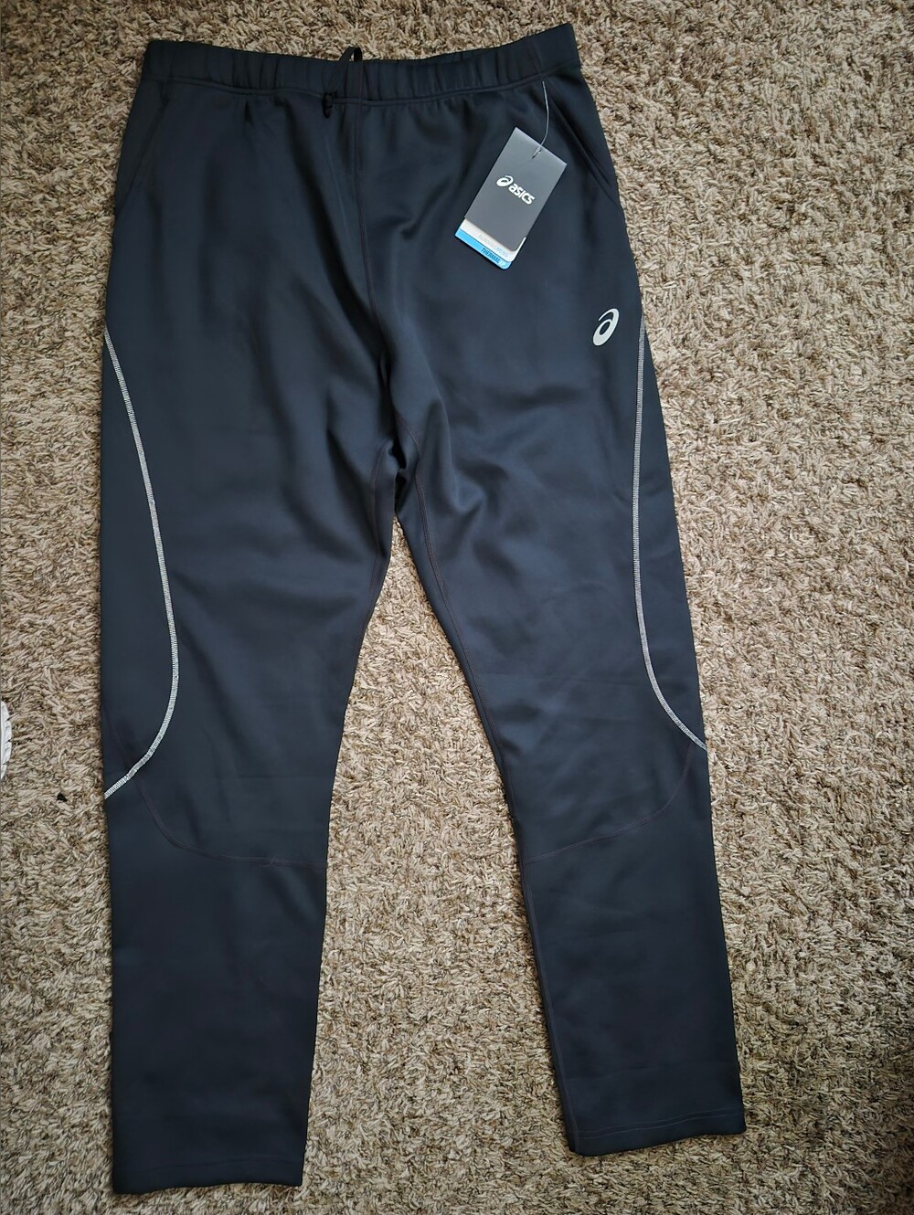 NWT ASICS Black Running Tights with Reflective Trim
